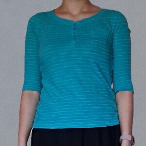 CHEROKEE; Blue Midi-Sleeve Girls' Top; Size Large (10-12)